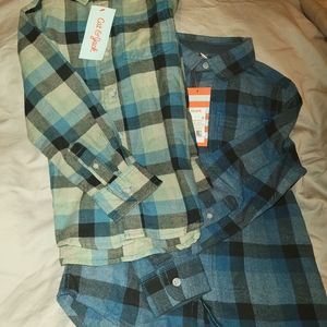 2 Children's Warm Flannel Button-Down Shirts, Brand New with Tags, Size XS